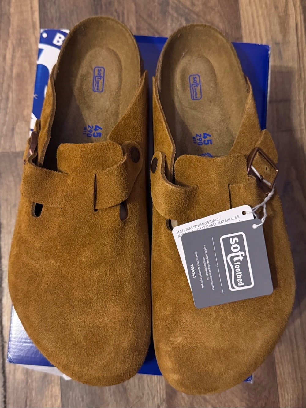 Birkenstock Men's Boston Soft Footbed Suede Leather Clogs - Mink Size 12/12.5